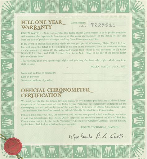 rolex certificate of authenticity pdf